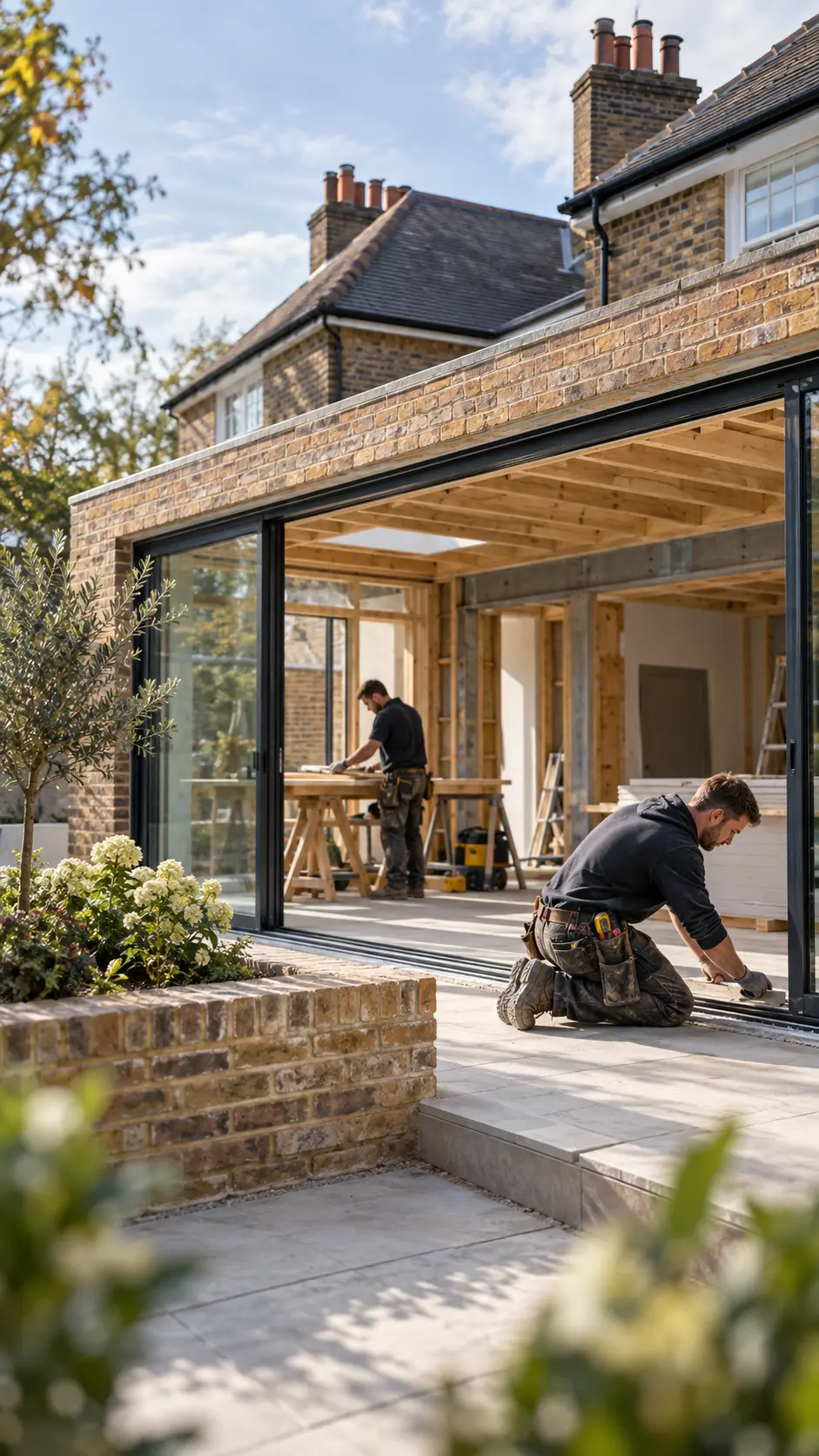 Brick extension under construction (placeholder)